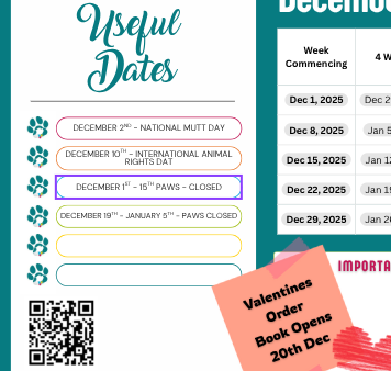 2025/2026 Dog Grooming Schedule - (A5 Digital Download)