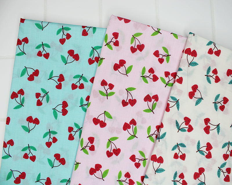 cherry heart fabric for dog grooming bandanas