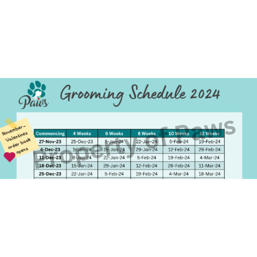 Grooming Schedule 2025