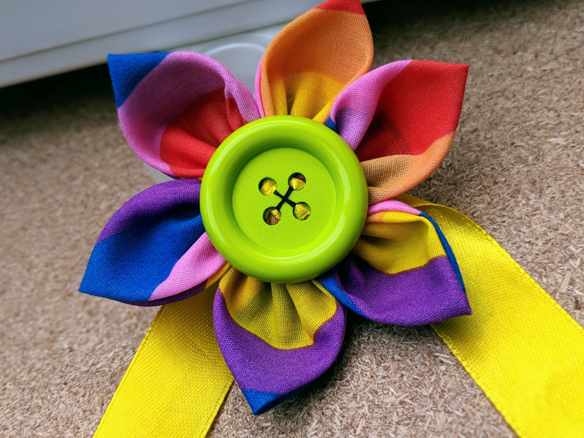 mutli coloured fabric flower
