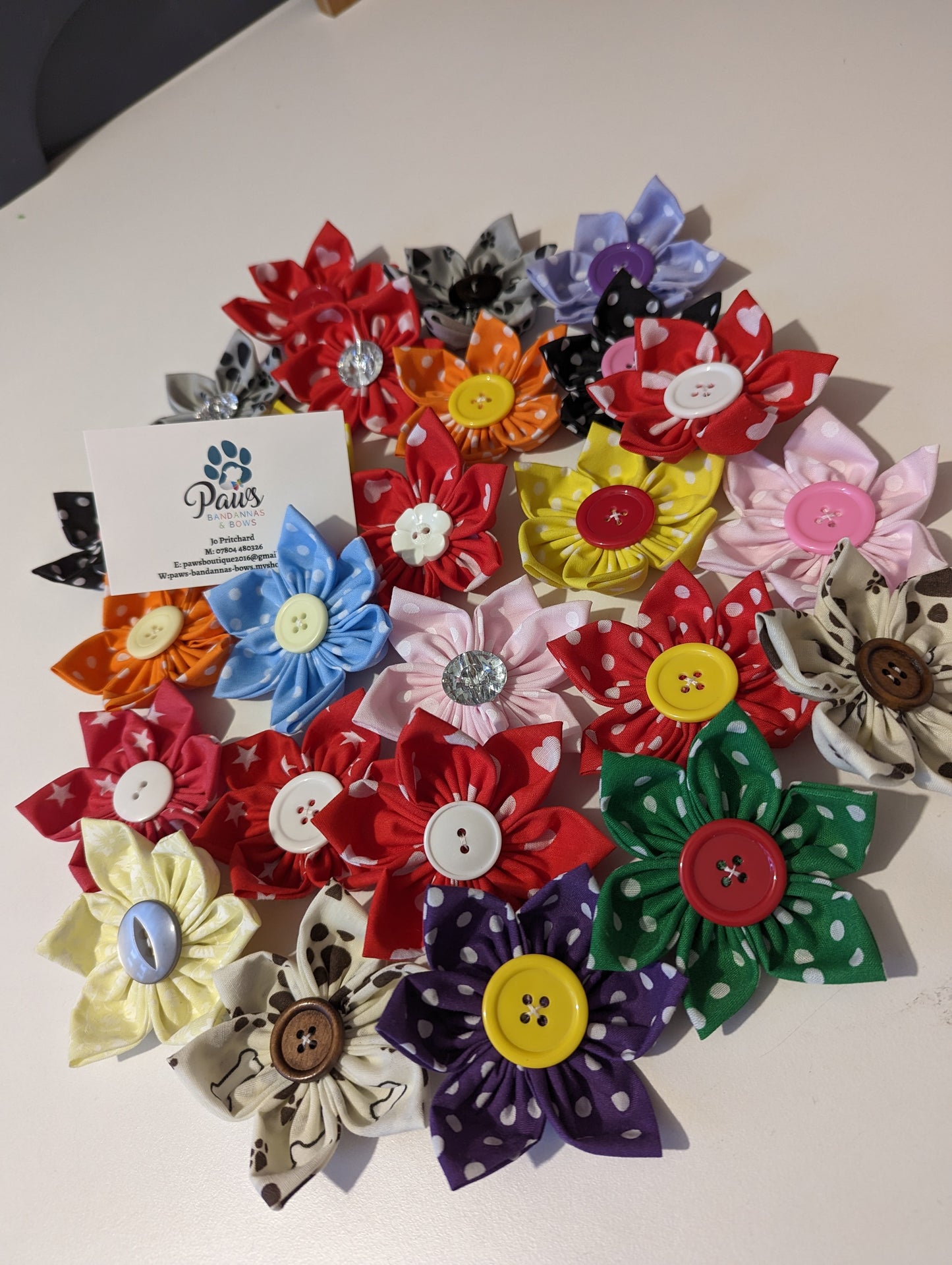 spotty themed collar flowers